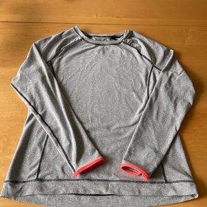 Lucy Tech Long Sleeve Workout Tee Grey w Neon Trim at Thumbholes GUC